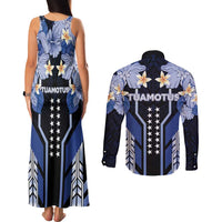 French Polynesia Tuamotu Archipelago Couples Matching Tank Maxi Dress and Long Sleeve Button Shirt Polynesian Pattern Unique Style LT05 - Polynesian Pride