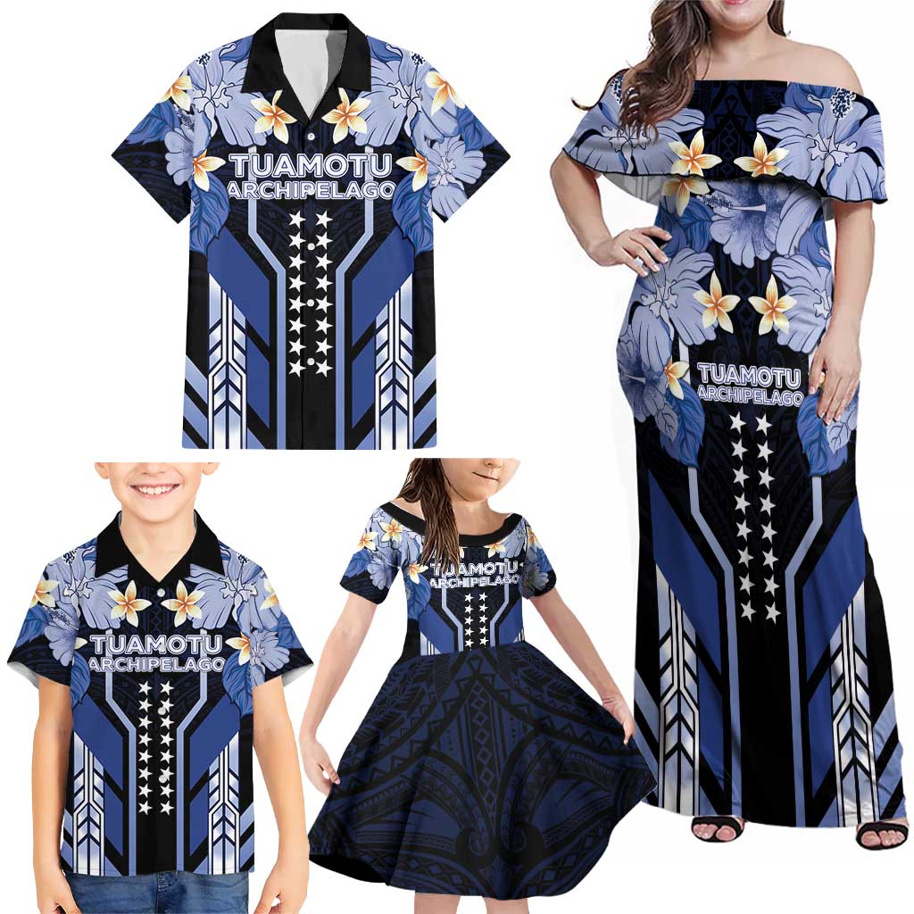 French Polynesia Tuamotu Archipelago Family Matching Off Shoulder Maxi Dress and Hawaiian Shirt Polynesian Pattern Unique Style LT05 - Polynesian Pride