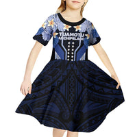 French Polynesia Tuamotu Archipelago Kid Short Sleeve Dress Polynesian Pattern Unique Style LT05 - Polynesian Pride