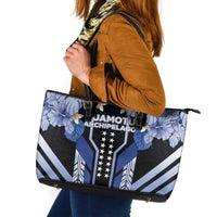 French Polynesia Tuamotu Archipelago Leather Tote Bag Polynesian Pattern Unique Style LT05 Navy - Polynesian Pride