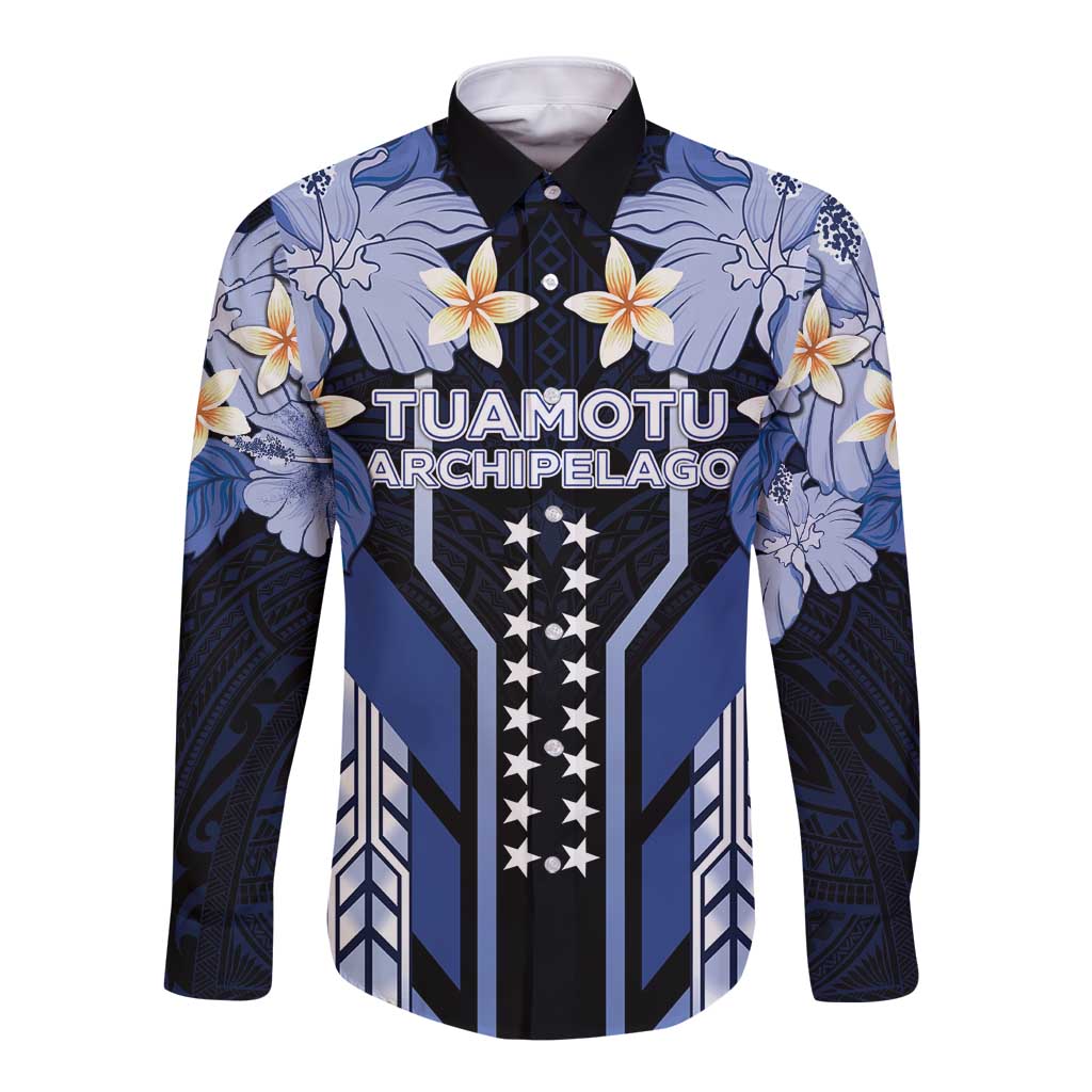 French Polynesia Tuamotu Archipelago Long Sleeve Button Shirt Polynesian Pattern Unique Style LT05 Unisex Navy - Polynesian Pride