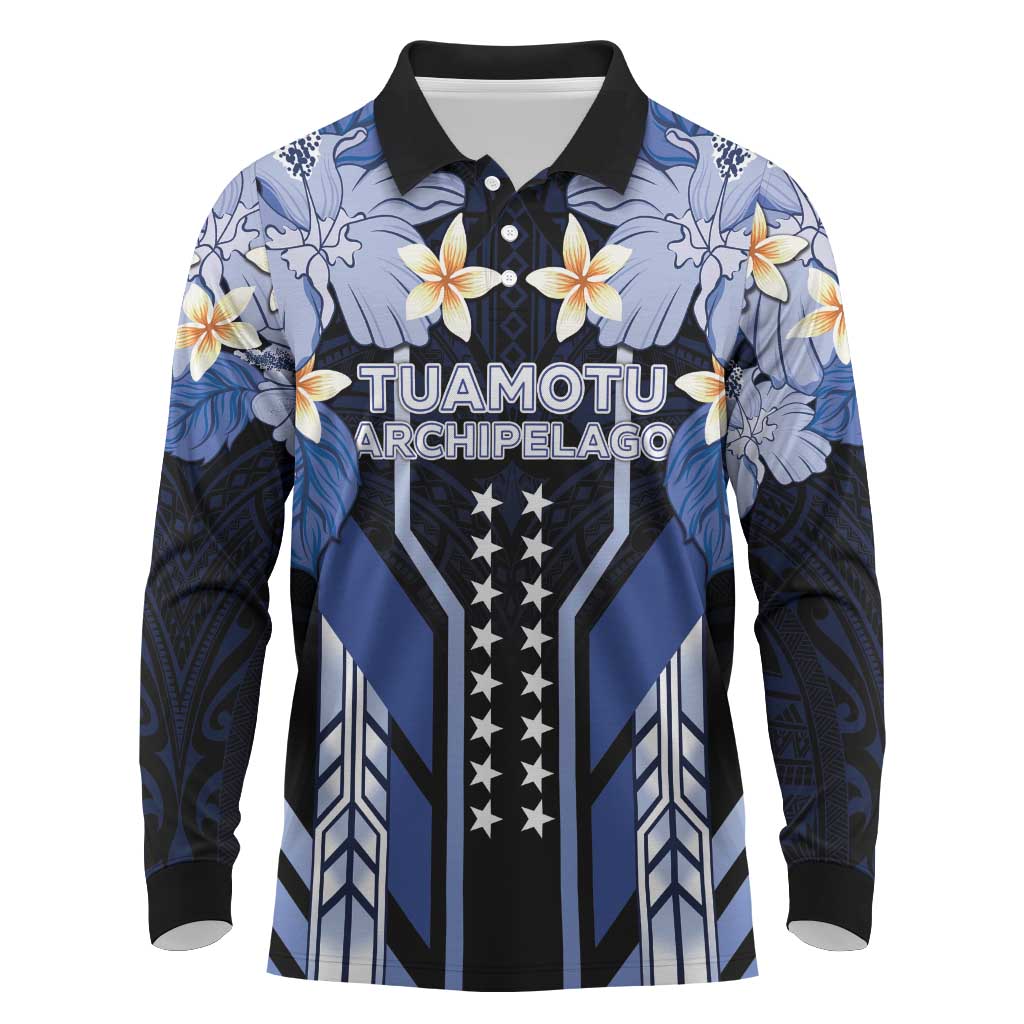 French Polynesia Tuamotu Archipelago Long Sleeve Polo Shirt Polynesian Pattern Unique Style LT05 Navy - Polynesian Pride