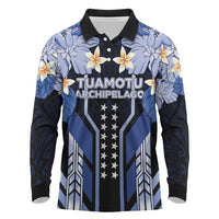 French Polynesia Tuamotu Archipelago Long Sleeve Polo Shirt Polynesian Pattern Unique Style LT05 Navy - Polynesian Pride