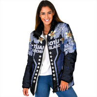 French Polynesia Tuamotu Archipelago Padded Jacket Polynesian Pattern Unique Style LT05 Women Navy - Polynesian Pride