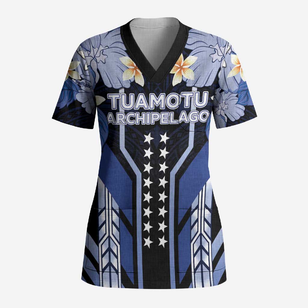 French Polynesia Tuamotu Archipelago Scrub Top Polynesian Pattern Unique Style LT05 Adult Navy - Polynesian Pride