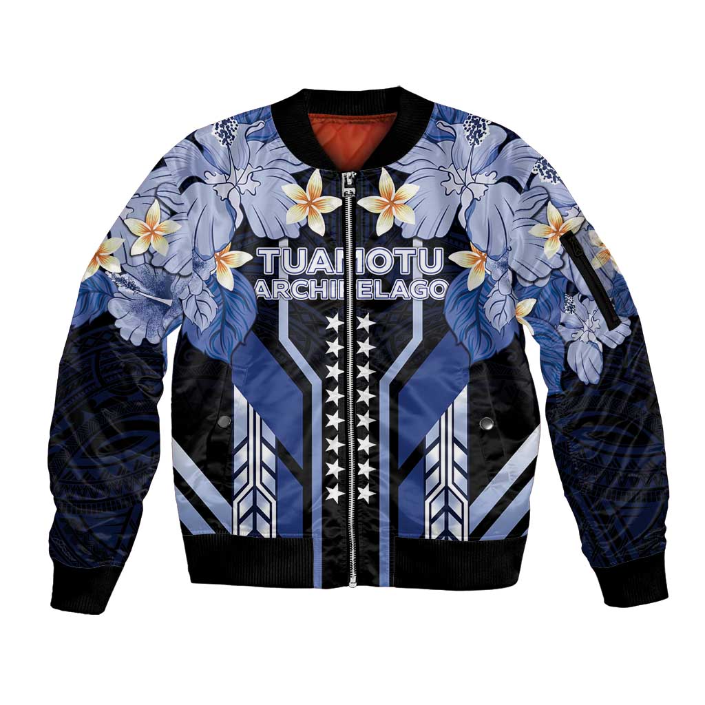 French Polynesia Tuamotu Archipelago Sleeve Zip Bomber Jacket Polynesian Pattern Unique Style LT05 Unisex Navy - Polynesian Pride