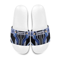 French Polynesia Tuamotu Archipelago Slide Sandals Polynesian Pattern Unique Style LT05 Navy - Polynesian Pride