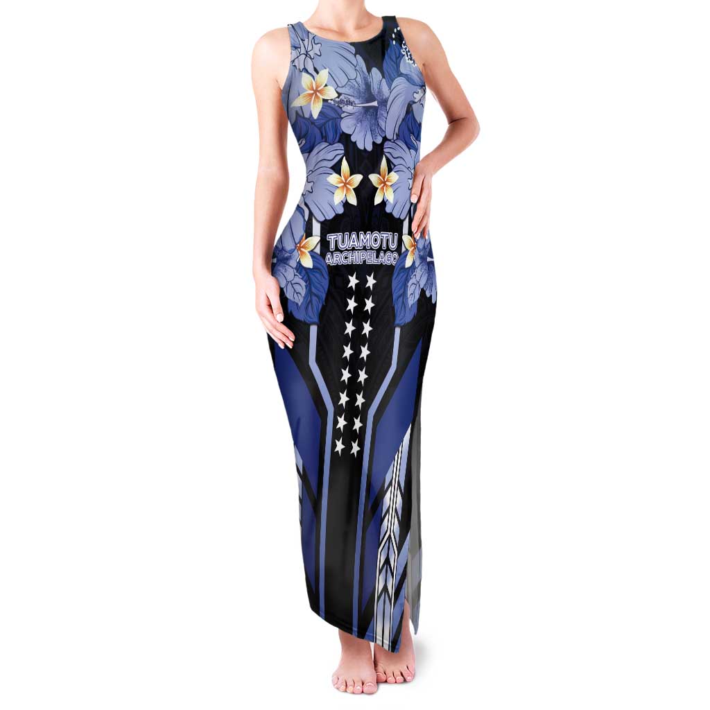 French Polynesia Tuamotu Archipelago Tank Maxi Dress Polynesian Pattern Unique Style LT05 Women Navy - Polynesian Pride