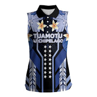 French Polynesia Tuamotu Archipelago Women Sleeveless Polo Shirt Polynesian Pattern Unique Style LT05 Female Navy - Polynesian Pride