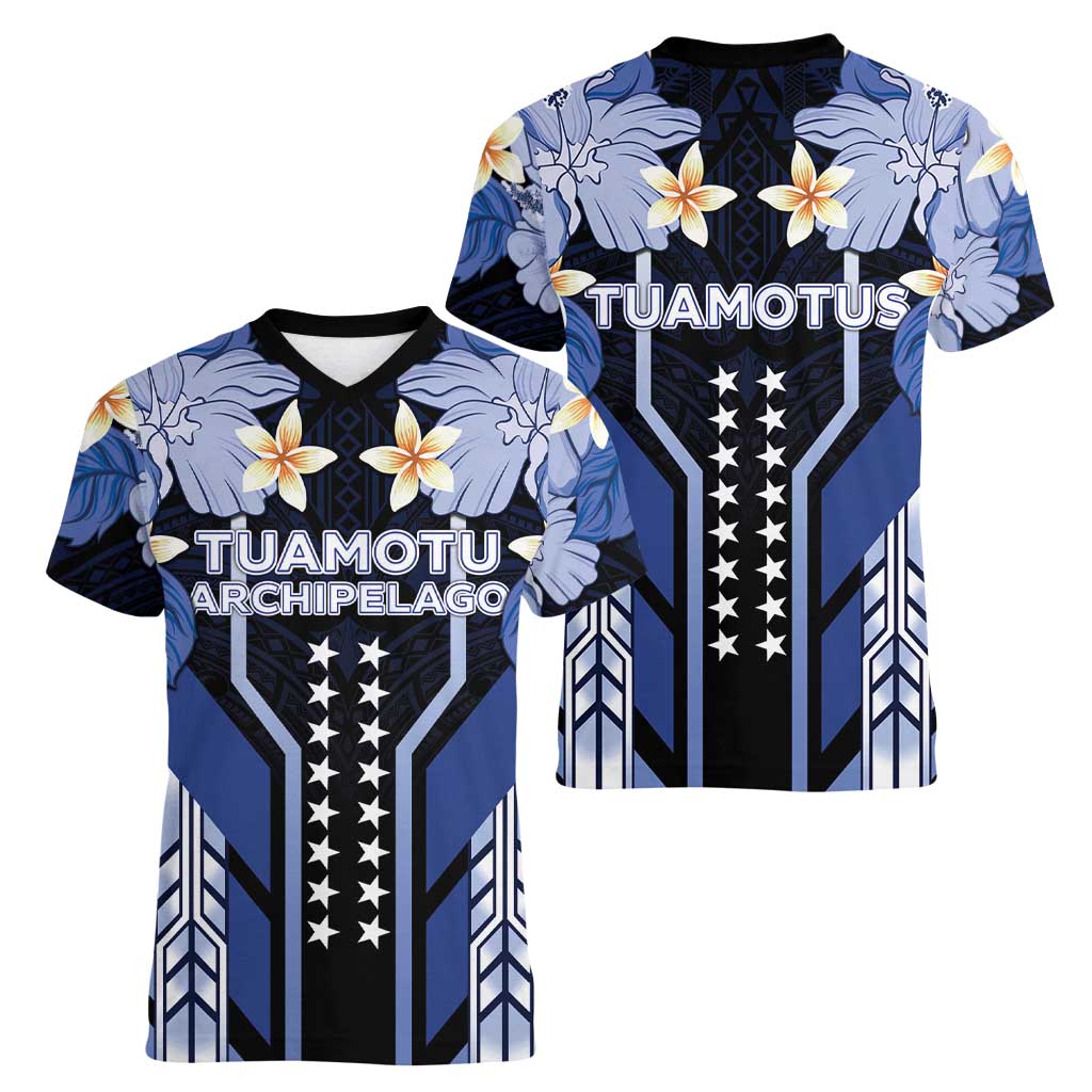 French Polynesia Tuamotu Archipelago Women V-Neck T-Shirt Polynesian Pattern Unique Style LT05 - Polynesian Pride