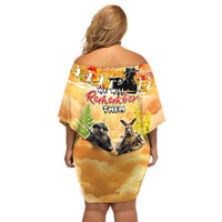 Australia And New Zealand ANZAC Day Off Shoulder Short Dress Kangaroo And Kiwi Bird Soldiers Lest We Forget LT05 - Polynesian Pride