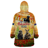Australia And New Zealand ANZAC Day Wearable Blanket Hoodie Kangaroo And Kiwi Bird Soldiers Lest We Forget LT05 - Polynesian Pride
