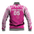 New Zealand Fern Women Rugby Custom Baseball Jacket Pink Maori Pattern