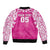 New Zealand Fern Women Rugby Custom Bomber Jacket Pink Maori Pattern