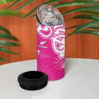 New Zealand Fern Women Rugby Custom 4 in 1 Can Cooler Tumbler Pink Maori Pattern