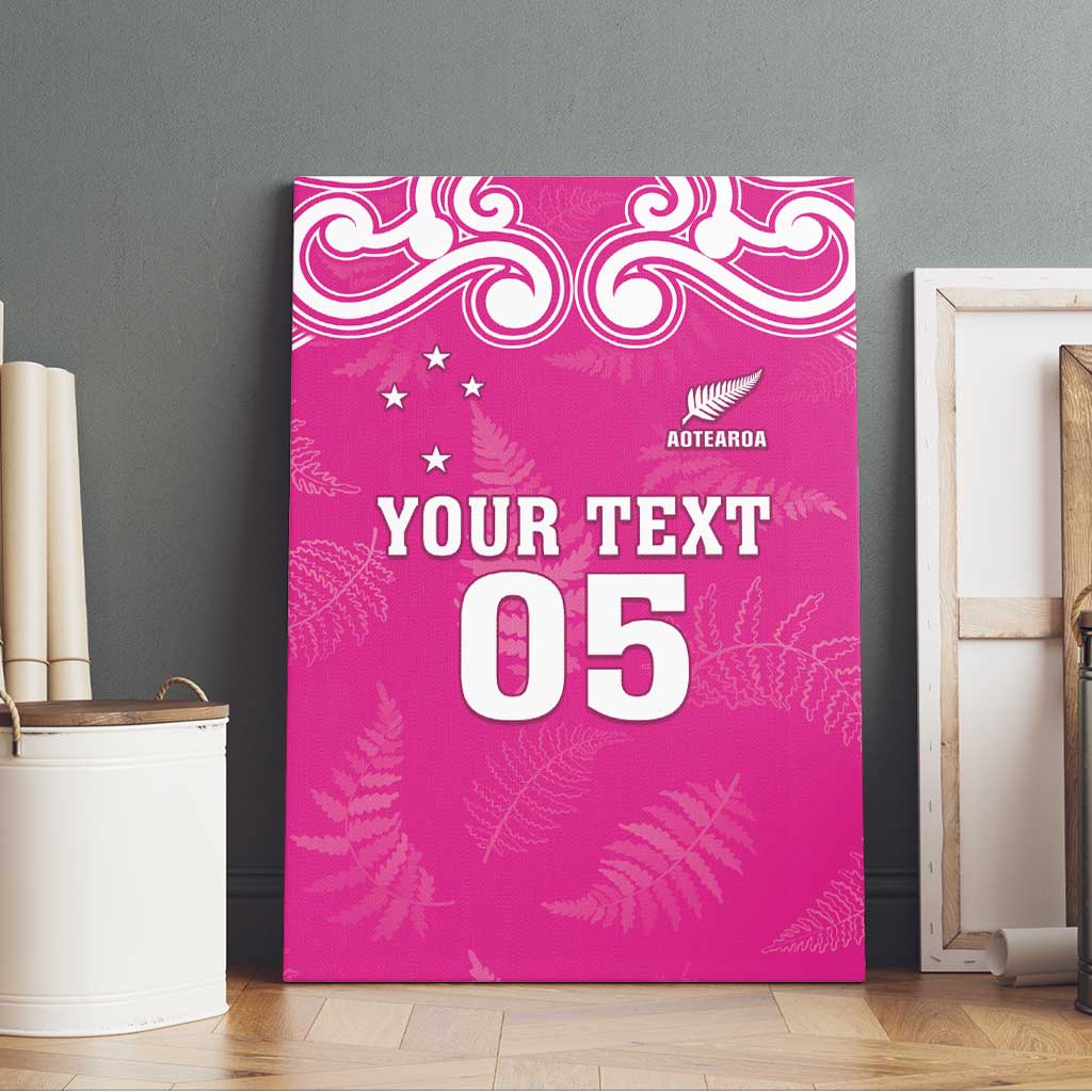 New Zealand Fern Women Rugby Custom Canvas Wall Art Pink Maori Pattern