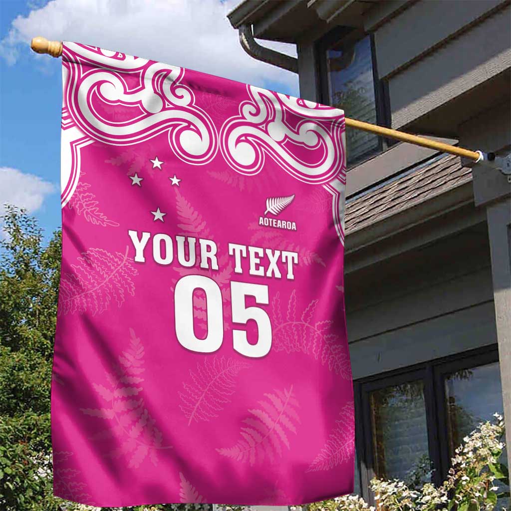 New Zealand Fern Women Rugby Custom Garden Flag Pink Maori Pattern