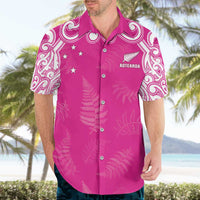 New Zealand Fern Women Rugby Custom Hawaiian Shirt Pink Maori Pattern