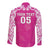 New Zealand Fern Women Rugby Custom Long Sleeve Button Shirt Pink Maori Pattern