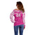 New Zealand Fern Women Rugby Custom Off Shoulder Sweater Pink Maori Pattern