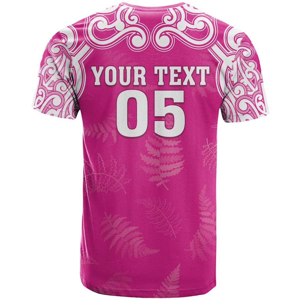 New Zealand Fern Women Rugby Custom T Shirt Pink Maori Pattern