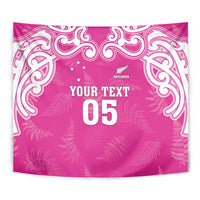 New Zealand Fern Women Rugby Custom Tapestry Pink Maori Pattern