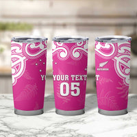 New Zealand Fern Women Rugby Custom Tumbler Cup Pink Maori Pattern