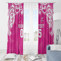 New Zealand Fern Women Rugby Custom Window Curtain Pink Maori Pattern