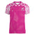 New Zealand Fern Women Rugby Custom Women V-Neck T-Shirt Pink Maori Pattern