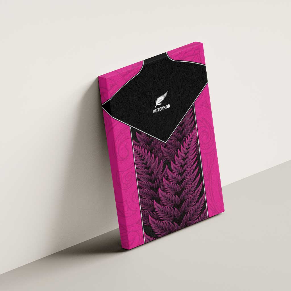 New Zealand Fern Rugby Canvas Wall Art Pink Maori Pattern