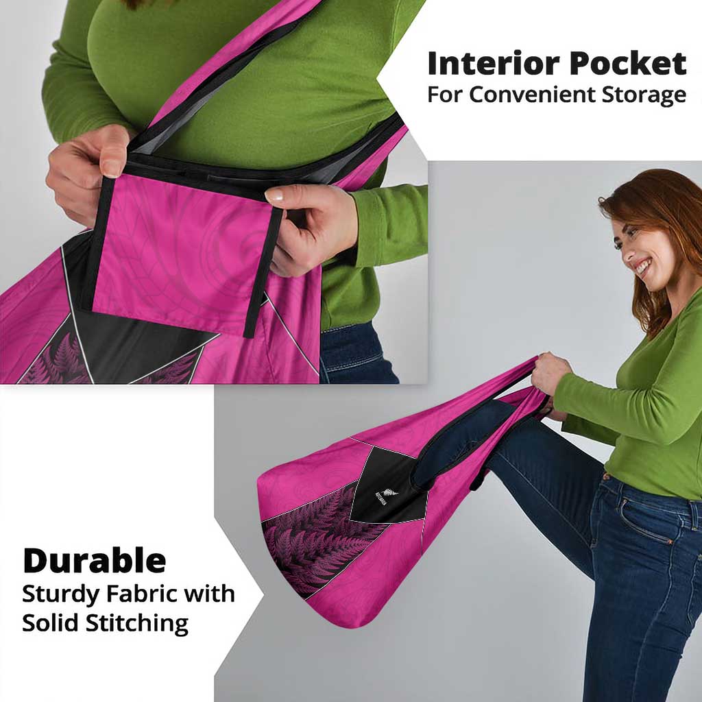 New Zealand Fern Rugby Grocery Bag Pink Maori Pattern