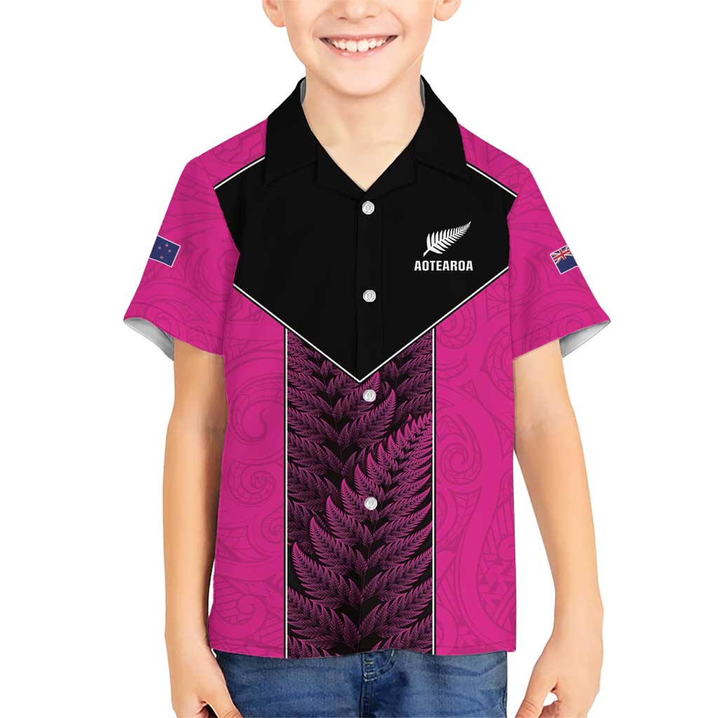 New Zealand Fern Rugby Custom Hawaiian Shirt Pink Maori Pattern