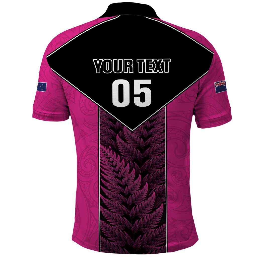 New Zealand Fern Rugby Custom Polo Shirt Pink Maori Pattern