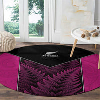 New Zealand Fern Rugby Round Carpet Pink Maori Pattern