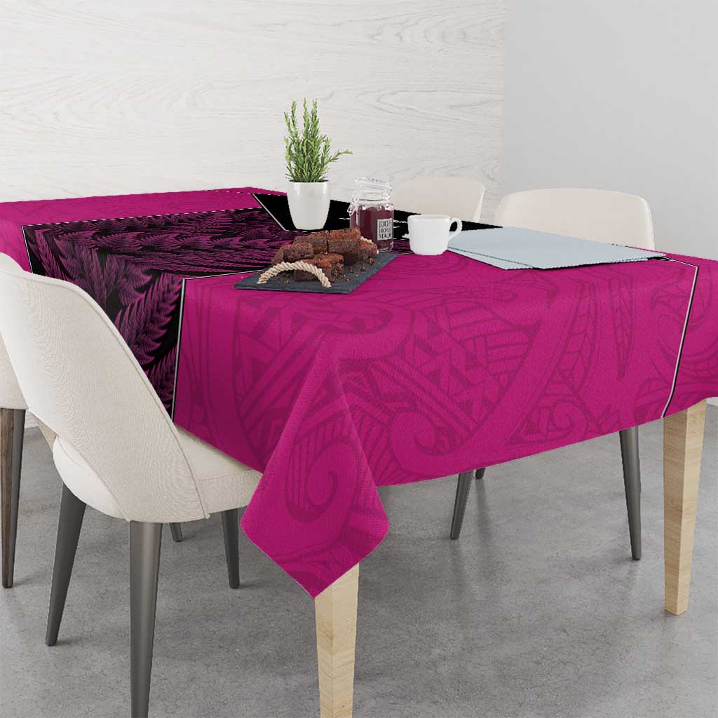 New Zealand Fern Rugby Tablecloth Pink Maori Pattern