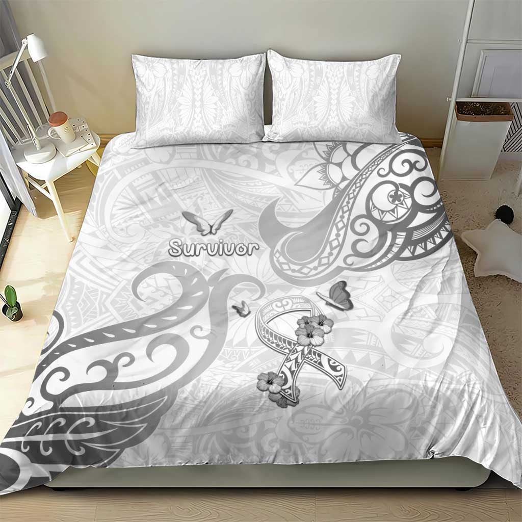 Brain Cancer Awareness Bedding Set Ribbon Polynesian Pattern