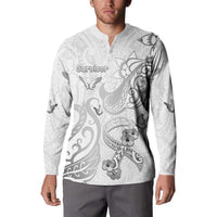 Personalised Brain Cancer Awareness Button Sweatshirt Ribbon Polynesian Pattern LT05 - Polynesian Pride