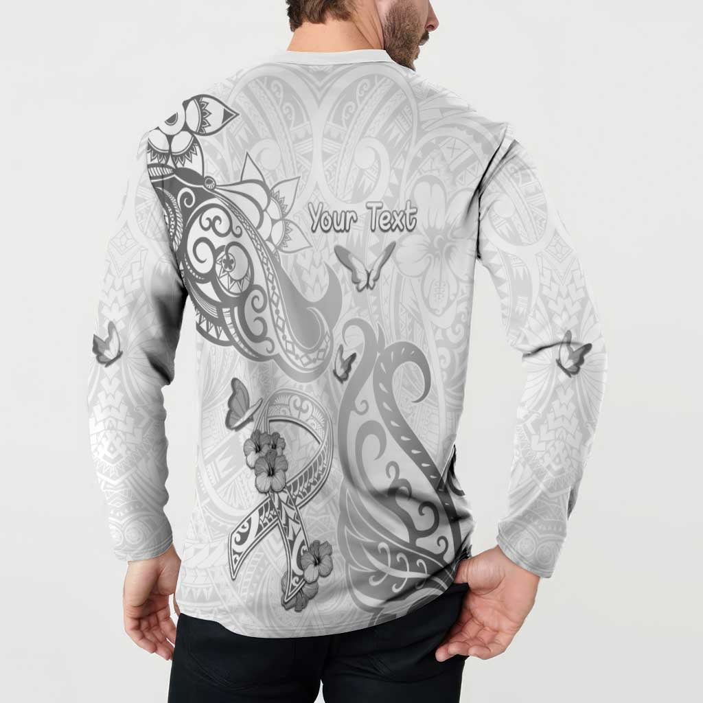 Personalised Brain Cancer Awareness Button Sweatshirt Ribbon Polynesian Pattern LT05 - Polynesian Pride