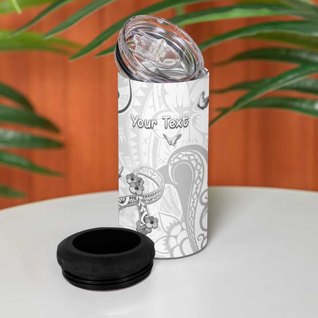 Personalised Brain Cancer Awareness 4 in 1 Can Cooler Tumbler Ribbon Polynesian Pattern LT05 - Polynesian Pride