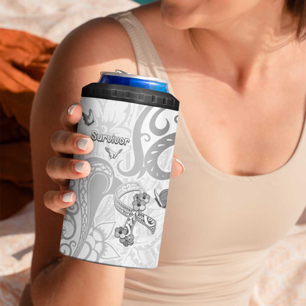 Personalised Brain Cancer Awareness 4 in 1 Can Cooler Tumbler Ribbon Polynesian Pattern LT05 - Polynesian Pride