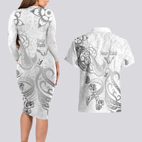 Personalised Brain Cancer Awareness Couples Matching Long Sleeve Bodycon Dress and Hawaiian Shirt Ribbon Polynesian Pattern LT05 - Polynesian Pride