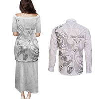 Personalised Brain Cancer Awareness Couples Matching Puletasi and Long Sleeve Button Shirt Ribbon Polynesian Pattern LT05 - Polynesian Pride