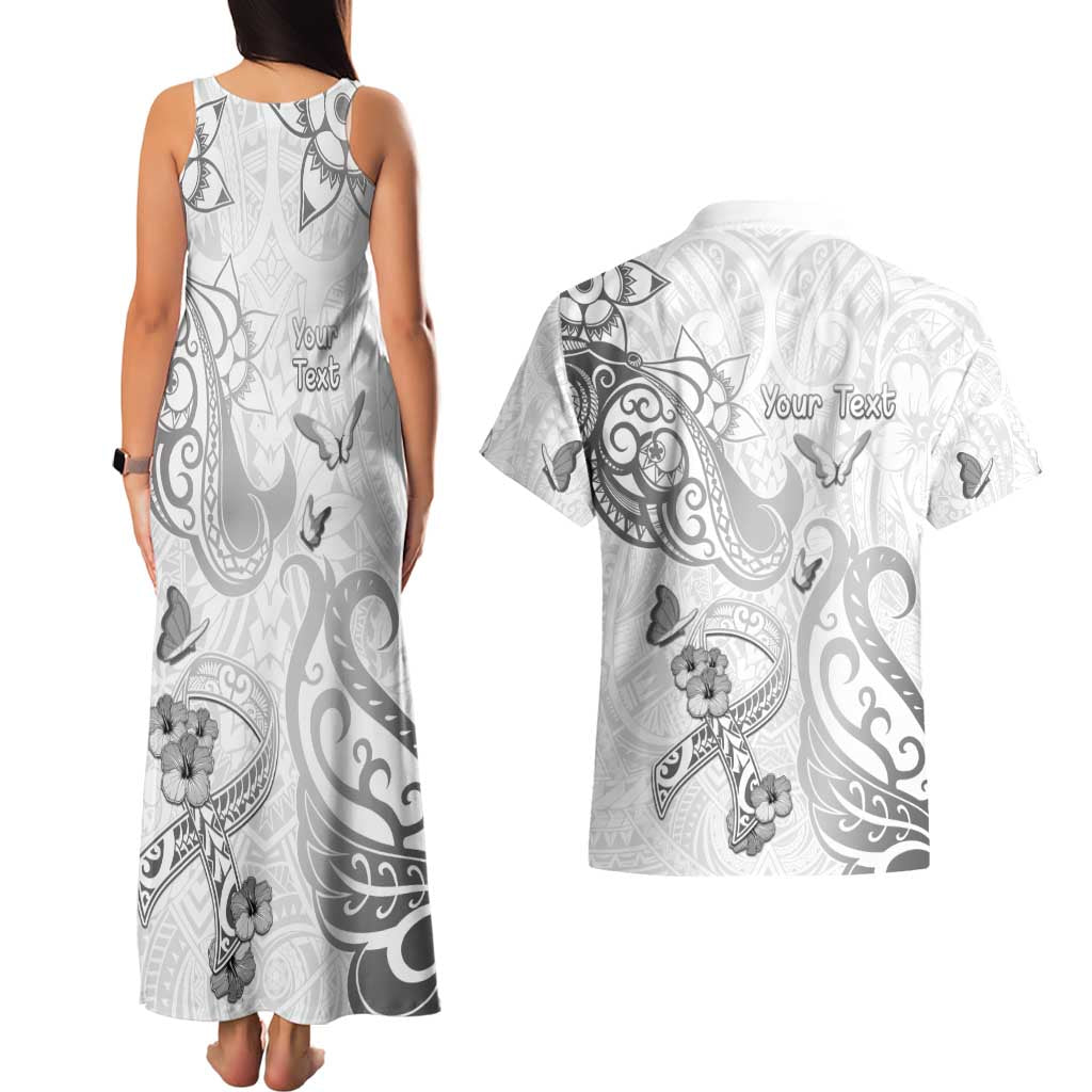 Personalised Brain Cancer Awareness Couples Matching Tank Maxi Dress and Hawaiian Shirt Ribbon Polynesian Pattern LT05 - Polynesian Pride