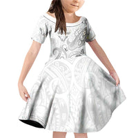 Personalised Brain Cancer Awareness Family Matching Off Shoulder Short Dress and Hawaiian Shirt Ribbon Polynesian Pattern
