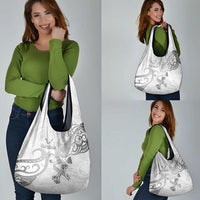 Brain Cancer Awareness Grocery Bag Ribbon Polynesian Pattern