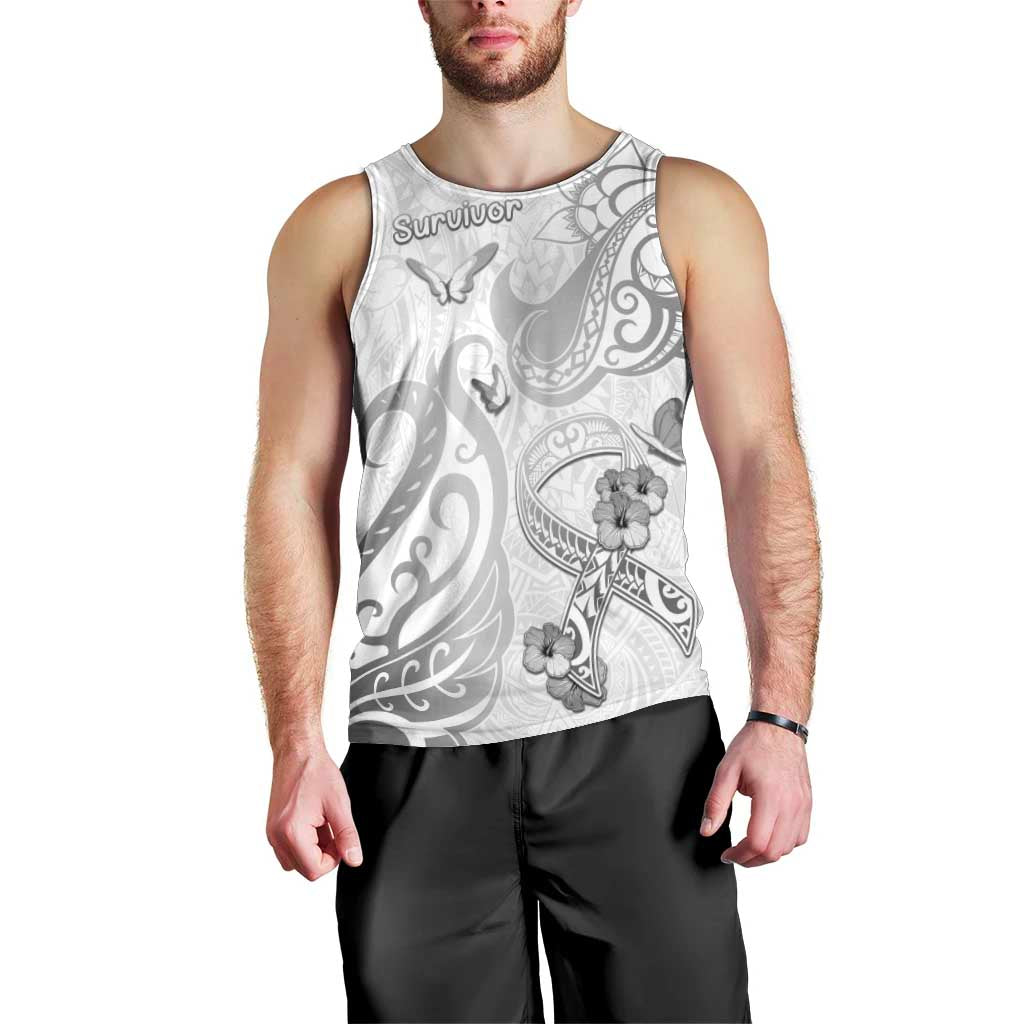 Personalised Brain Cancer Awareness Men Tank Top Ribbon Polynesian Pattern LT05 - Polynesian Pride