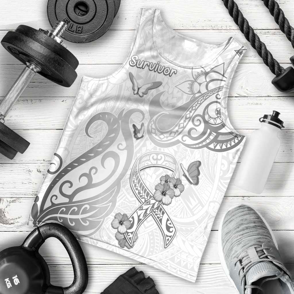 Personalised Brain Cancer Awareness Men Tank Top Ribbon Polynesian Pattern LT05 - Polynesian Pride