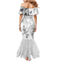 Personalised Brain Cancer Awareness Mermaid Dress Ribbon Polynesian Pattern