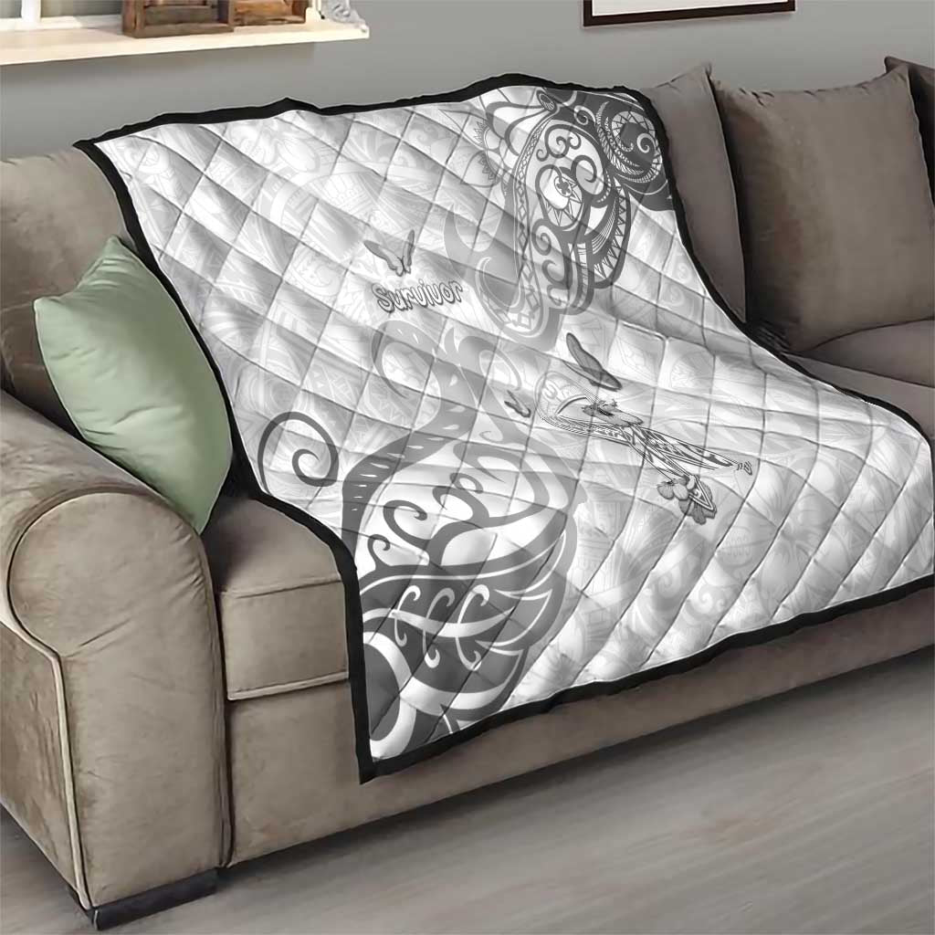 Brain Cancer Awareness Quilt Ribbon Polynesian Pattern