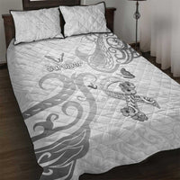 Brain Cancer Awareness Quilt Bed Set Ribbon Polynesian Pattern LT05 White - Polynesian Pride
